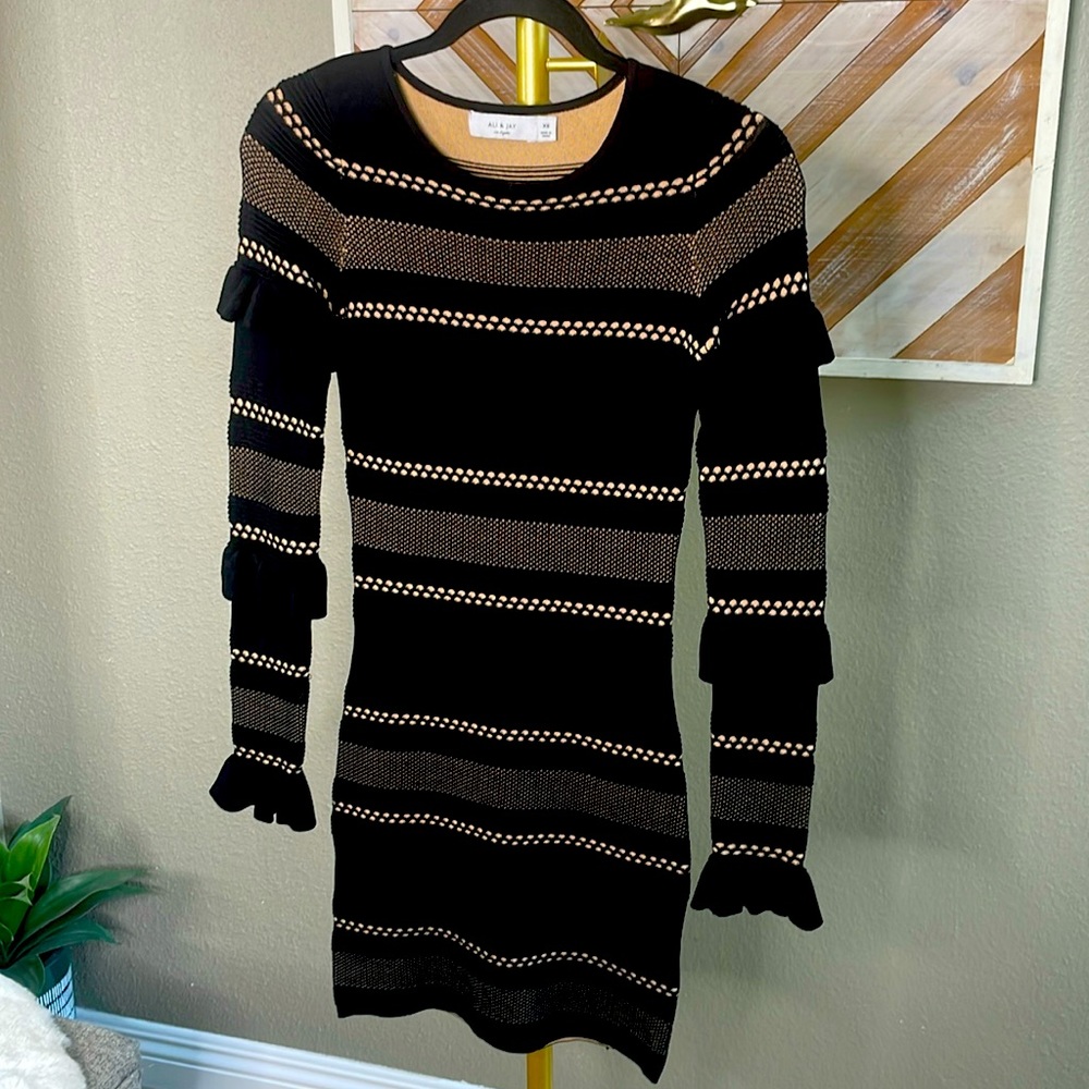 Ali & Jay Los Angeles black & nude ruffle xs dress